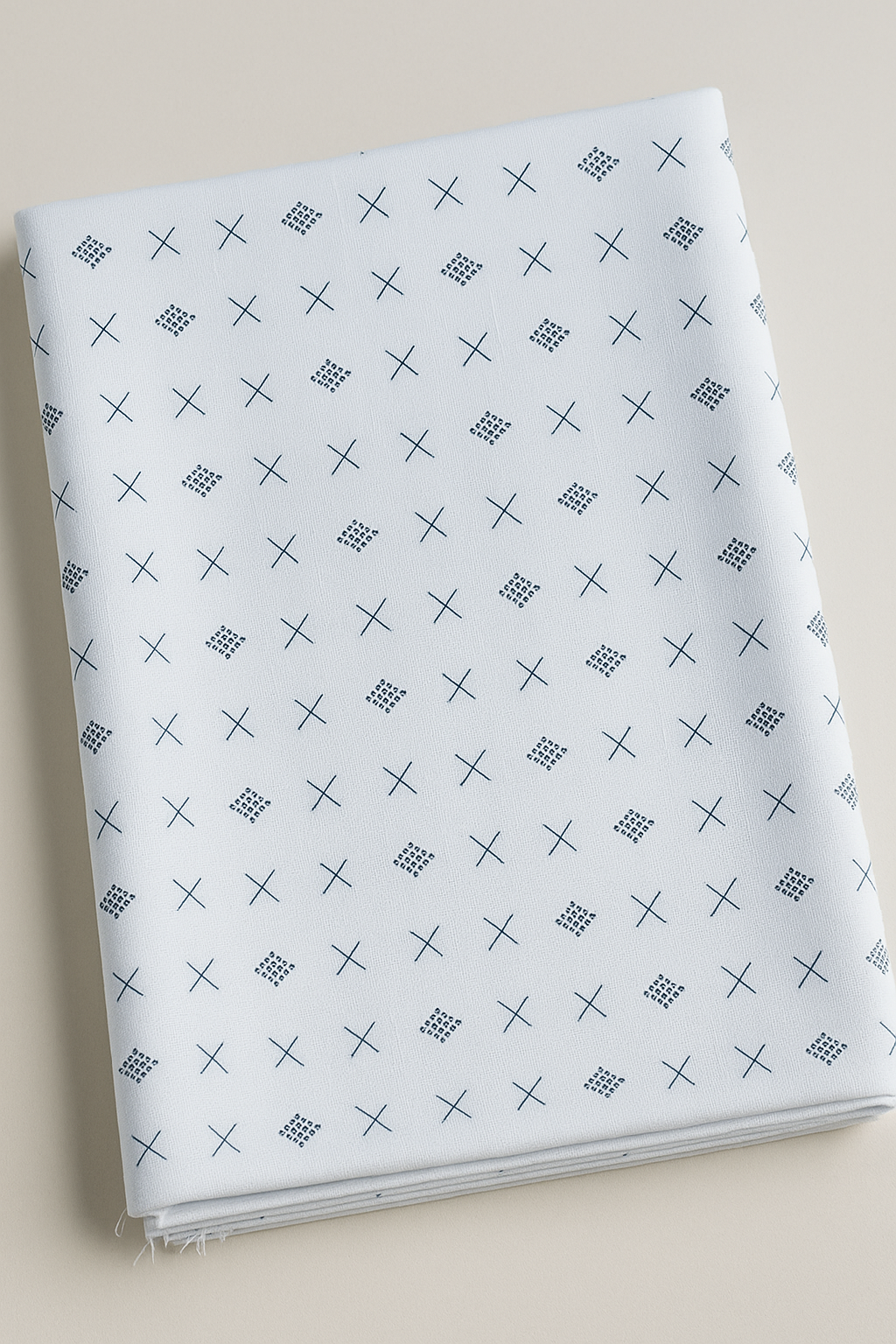 Cross & Dot Navy Print Shirt Fabric - The Good Cloth