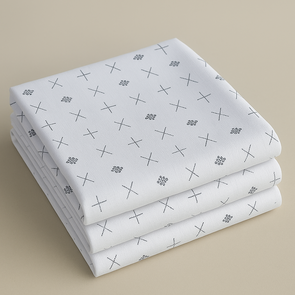 Cross & Dot Navy Print Shirt Fabric - The Good Cloth