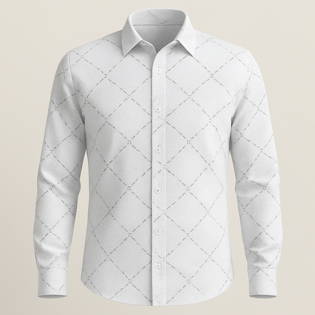 Textured White Shirt Fabric – Subtle Diamond Stitch Pattern - The Good Cloth