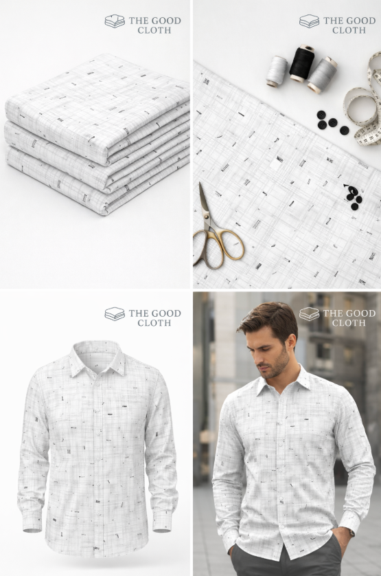 White Abstract Print Shirt – Intricate Design - The Good Cloth