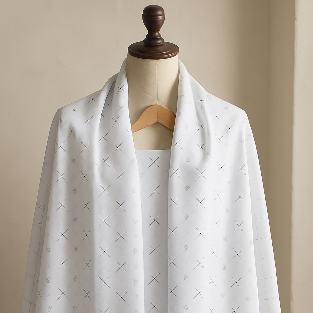 Cross & Dot Navy Print Shirt Fabric - The Good Cloth
