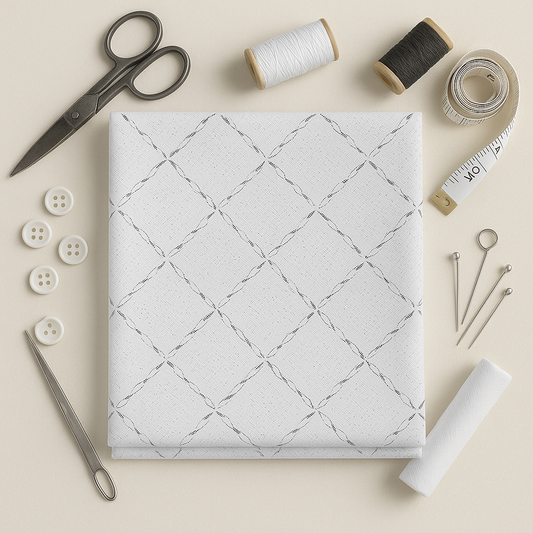 Textured White Shirt Fabric – Subtle Diamond Stitch Pattern  - The Good Cloth