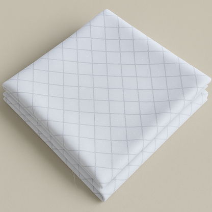 White Grid Print Shirt Fabric – Micro Chain Check Design - The Good Cloth