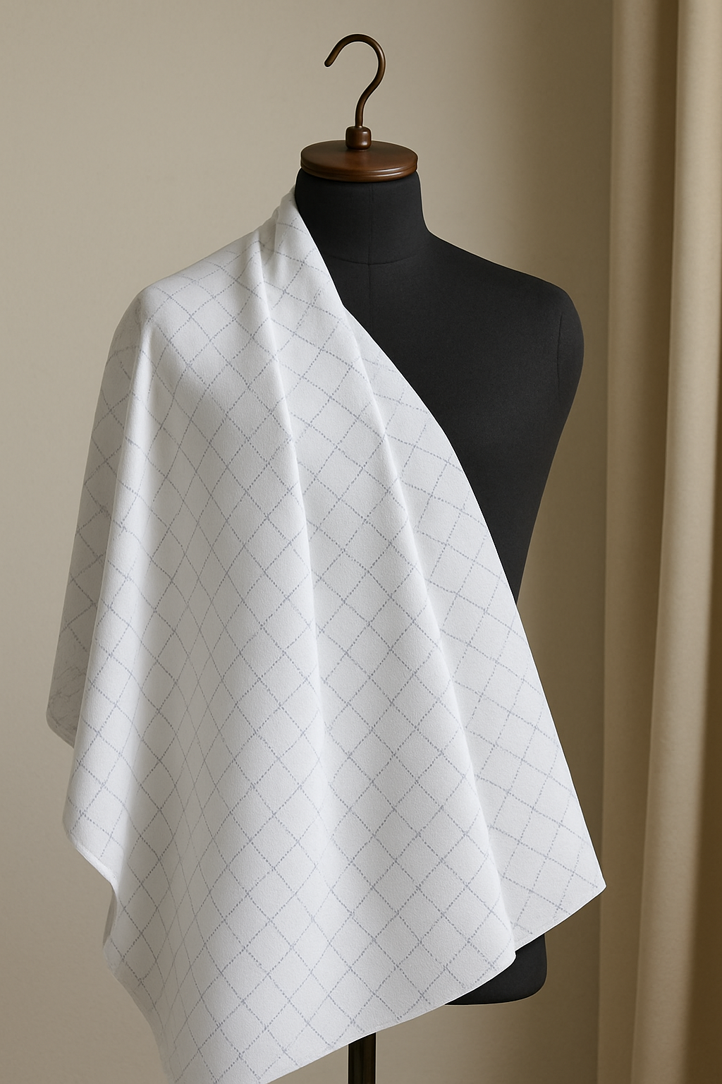 White Grid Print Shirt Fabric – Micro Chain Check Design - The Good Cloth