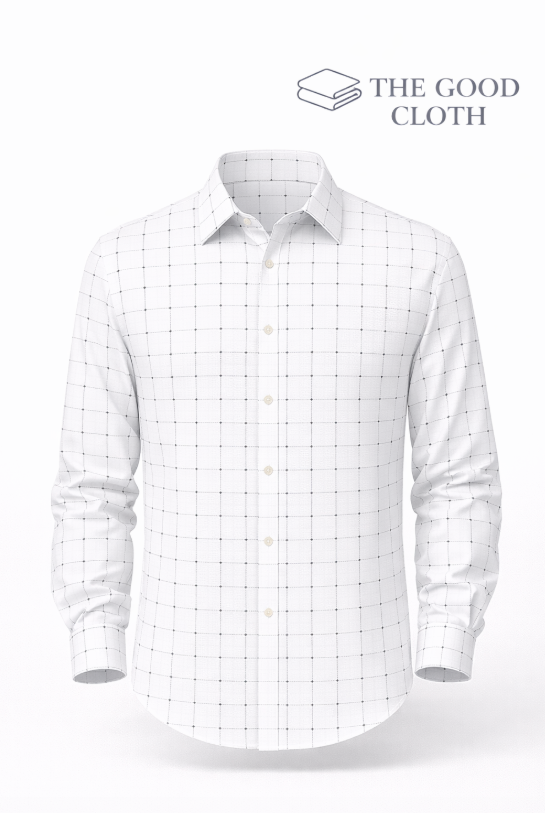 White Checks & Dot Print Shirt - The Good Cloth