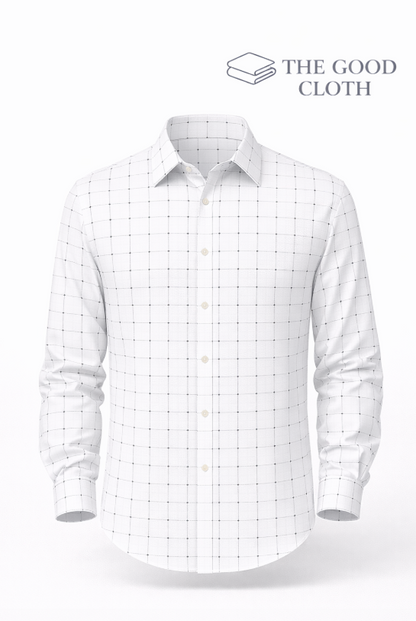 White Checks & Dot Print Shirt - The Good Cloth