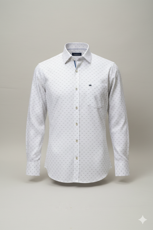 White Detailed Checks Print Shirt - The Good Cloth