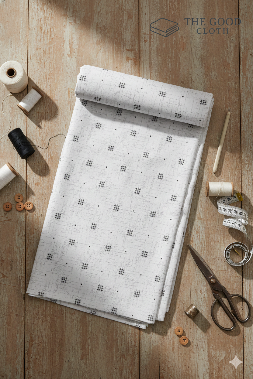 White Weaving Pattern Print Shirt - The Good Cloth