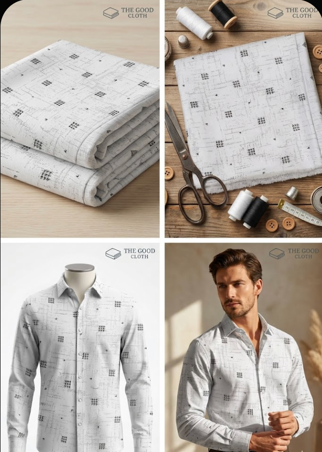 White Weaving Pattern Print Shirt - The Good Cloth
