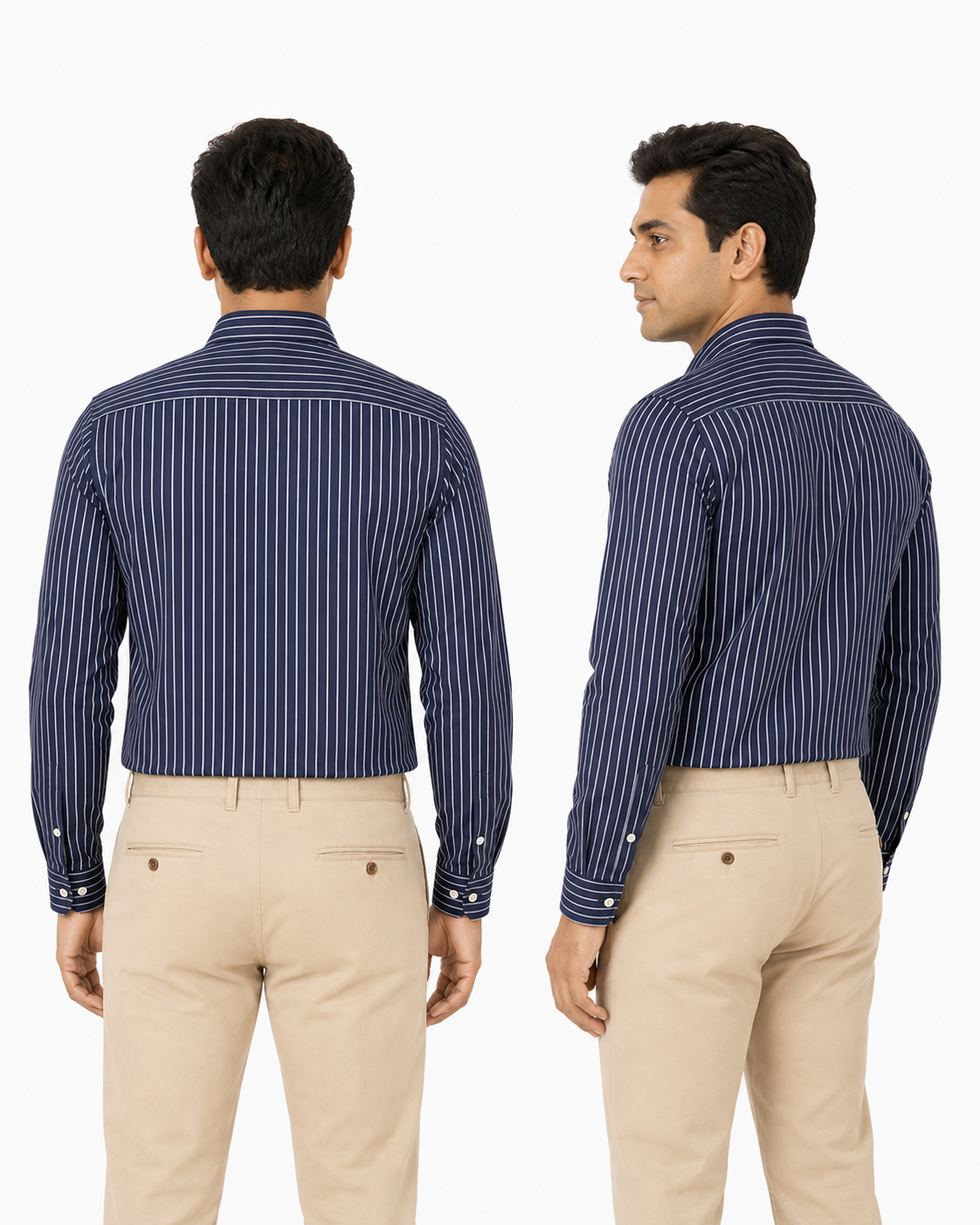 Premium Dark Blue Stripes Shirt for Men – Full Sleeve Regular Fit