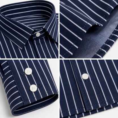 Premium Dark Blue Stripes Shirt for Men – Full Sleeve Regular Fit