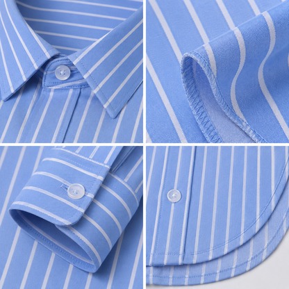 Premium Sky Blue Stripes Shirt for Men – Full Sleeve Regular Fit