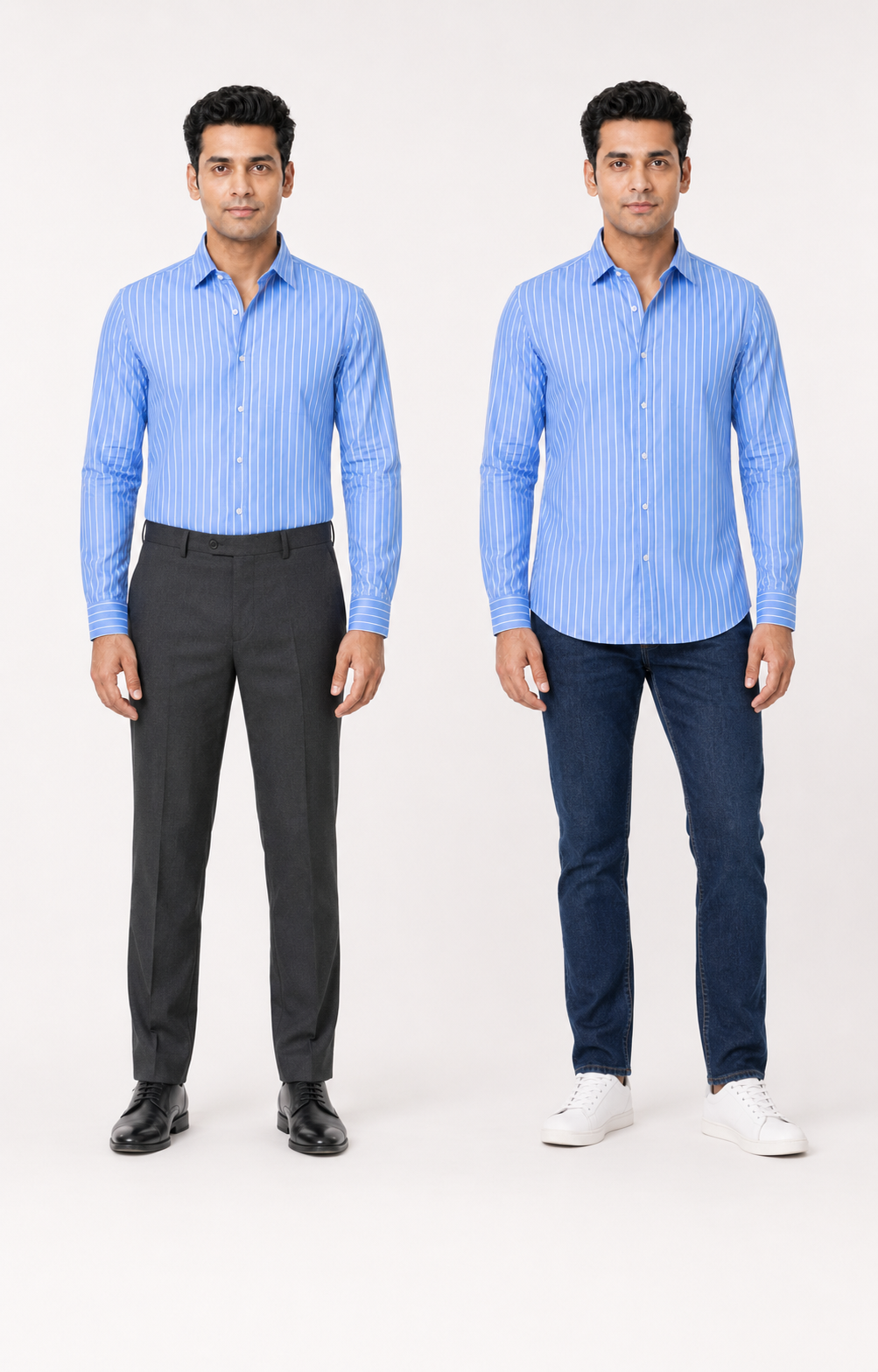 Premium Sky Blue Stripes Shirt for Men – Full Sleeve Regular Fit