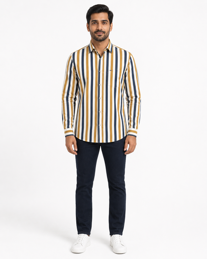 Premium Multicolor Stripes Shirt for Men – Full Sleeve Regular Fit