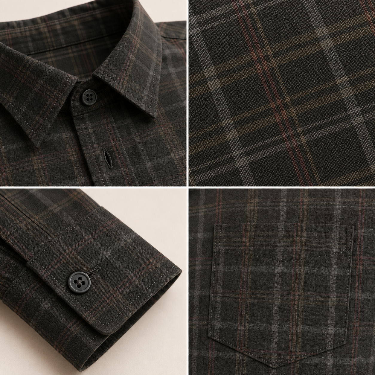 Premium Brown Plaid Cotton Shirt for Men – Full Sleeve Regular Fit