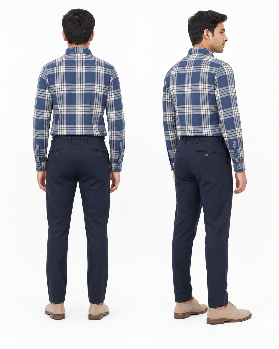 Premium Blue Plaid Cotton Shirt for Men – Full Sleeve Regular Fit