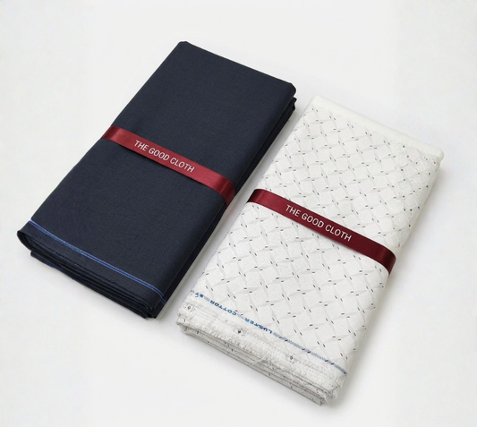 Premium Shirt & Trouser Fabric Set | Cross Dots Pattern