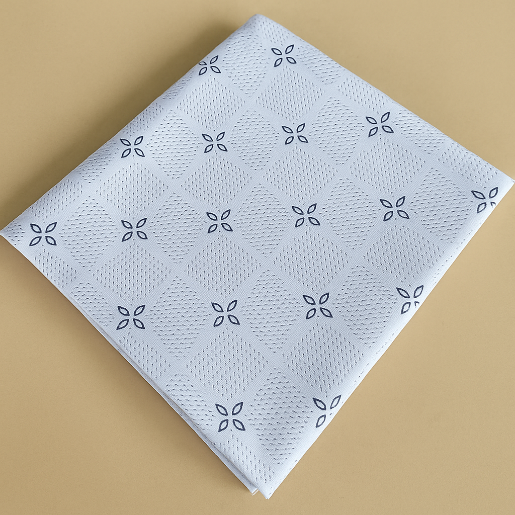 White Grid Print Shirt Fabric – Geometric Design - The Good Cloth