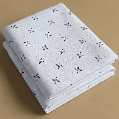 White Grid Print Shirt Fabric – Geometric Design - The Good Cloth