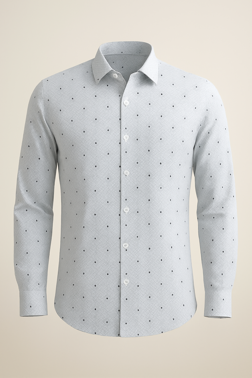 White Grid Print Shirt Fabric – Intricate Design - The Good Cloth