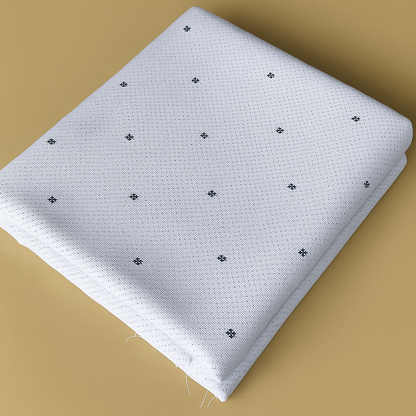 White Grid Print Shirt Fabric – Intricate Design - The Good Cloth